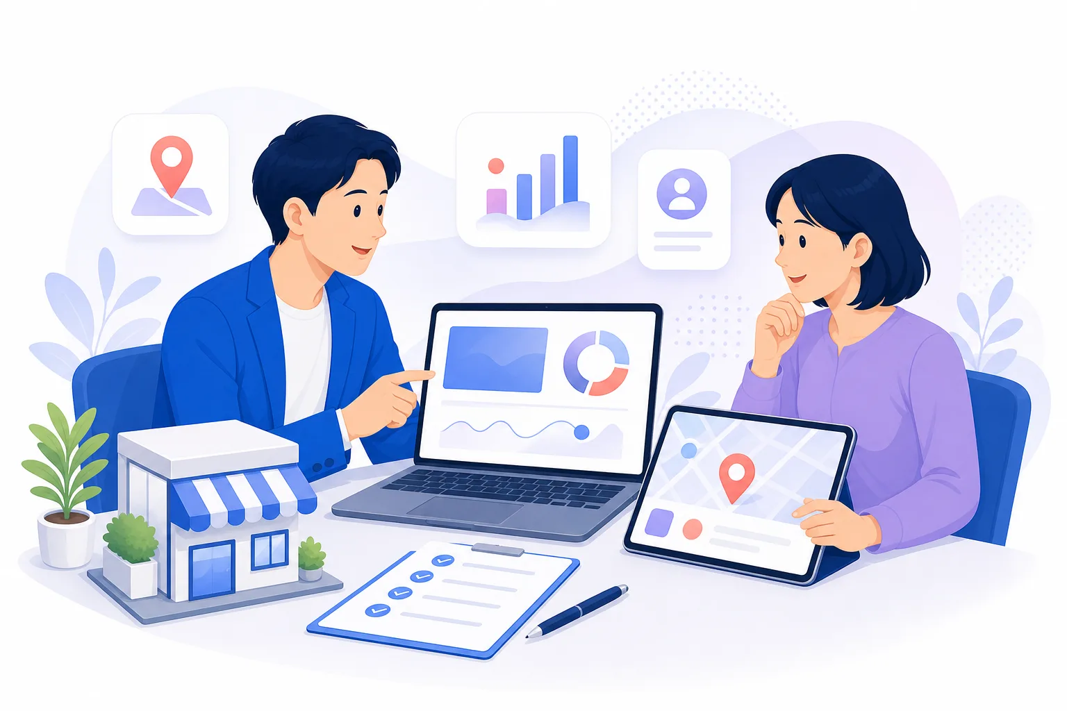 公式サイトと店舗情報の現状を確認する分析ミーティング