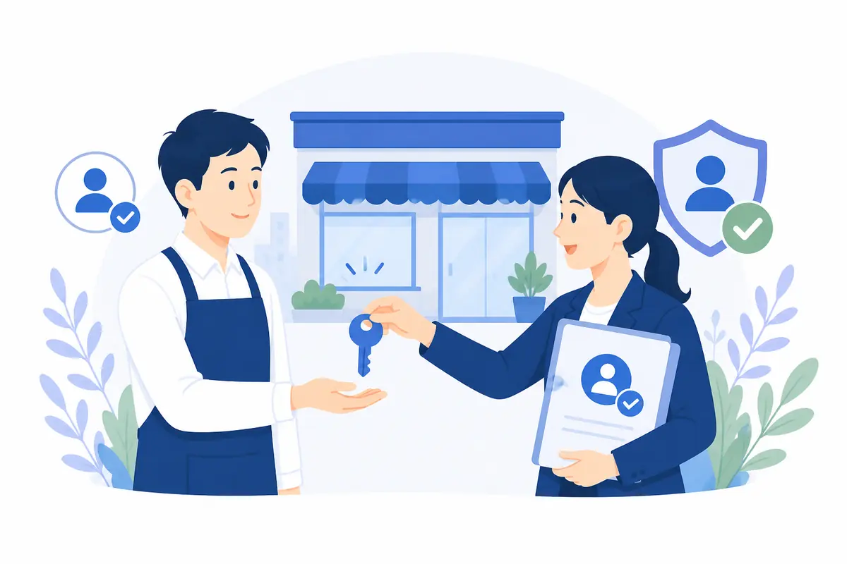 店舗の管理権限を確認して引き継ぐイラスト