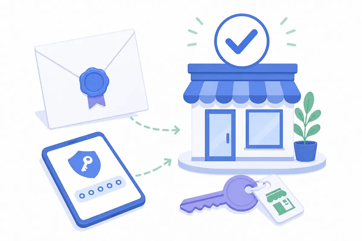 店舗のオーナー確認を完了するイラスト