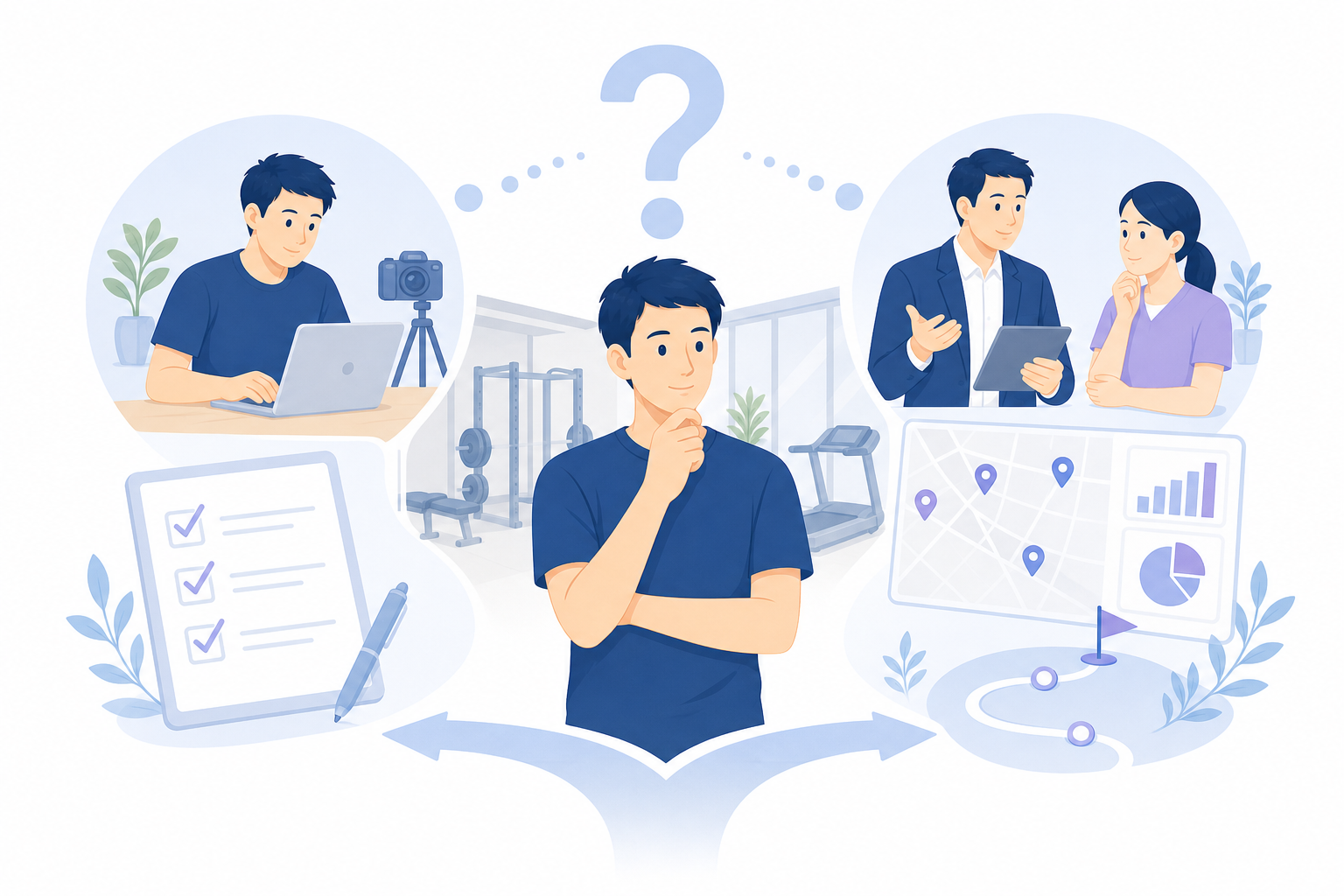 自社運用とMEO業者への依頼を比較するイメージ
